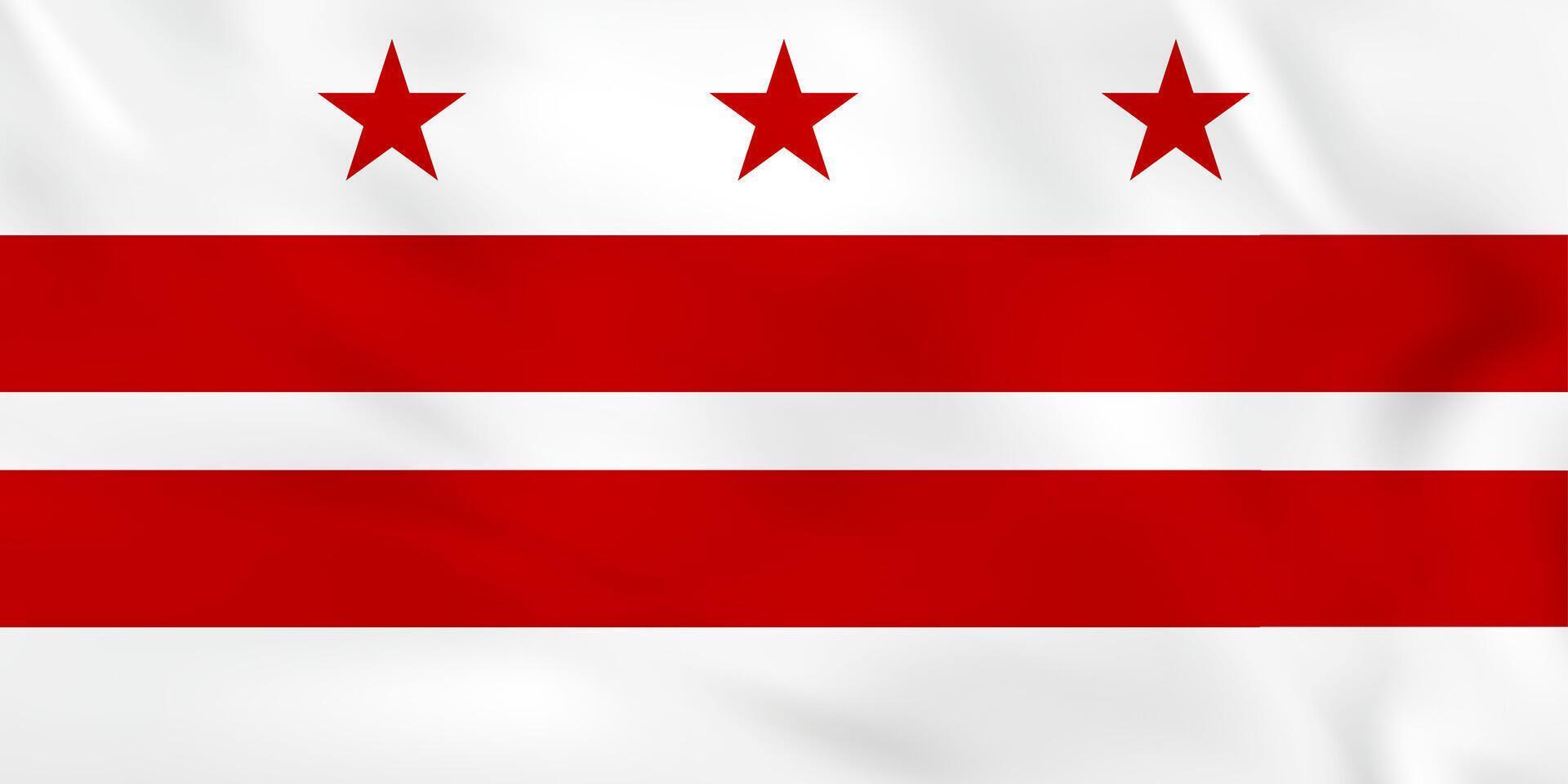 District of Columbia waving flag. District of Columbia state flag background texture. vector