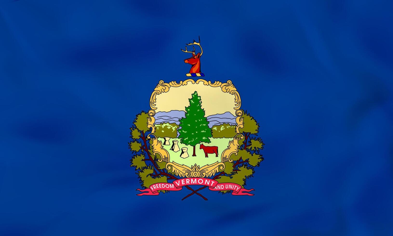 Vermont waving flag. Vermont state flag background texture. vector