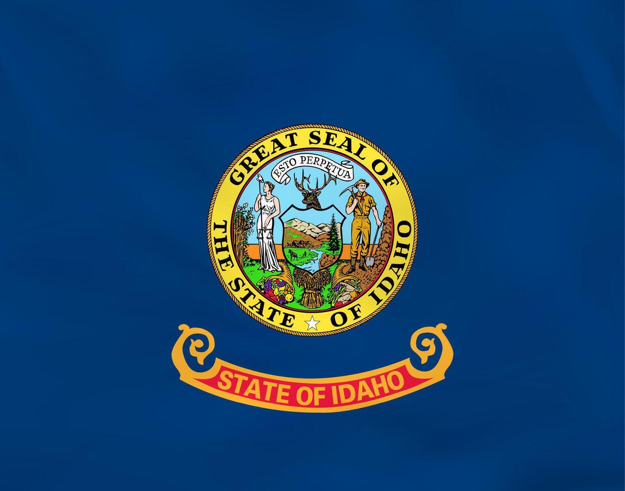 Idaho waving flag. Idaho state flag background texture. vector