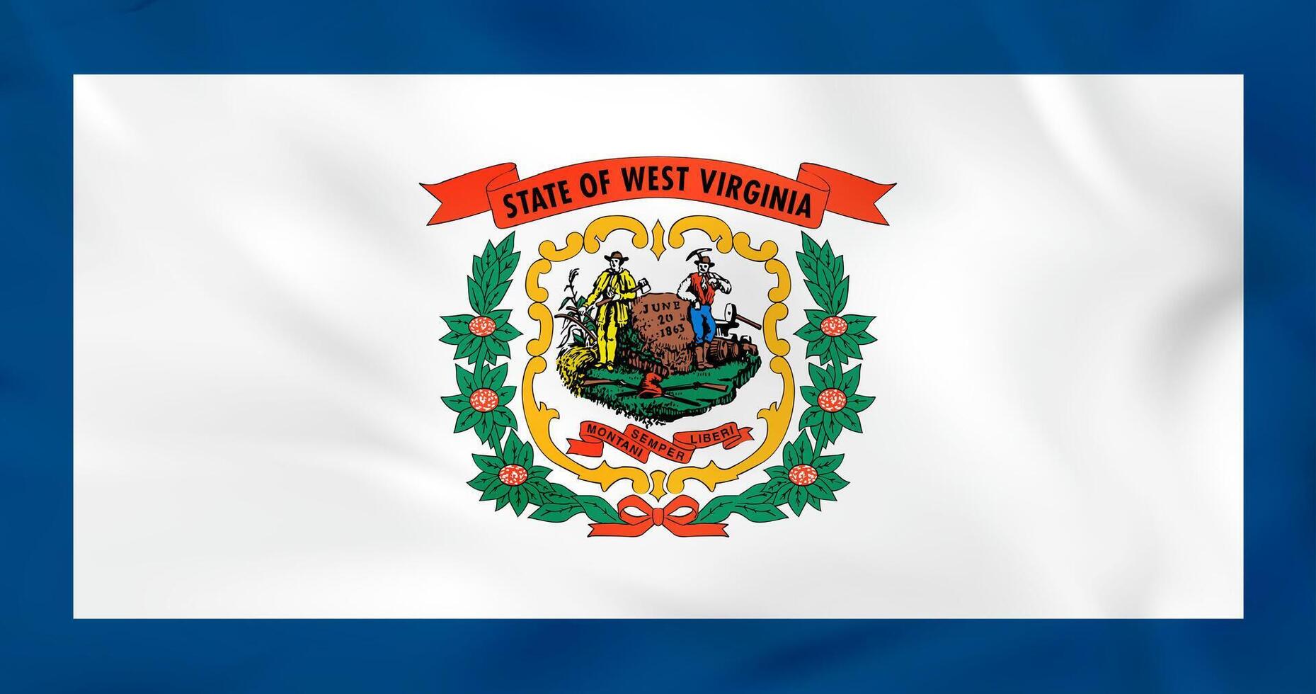 West Virginia waving flag. West Virginia state flag background texture. vector