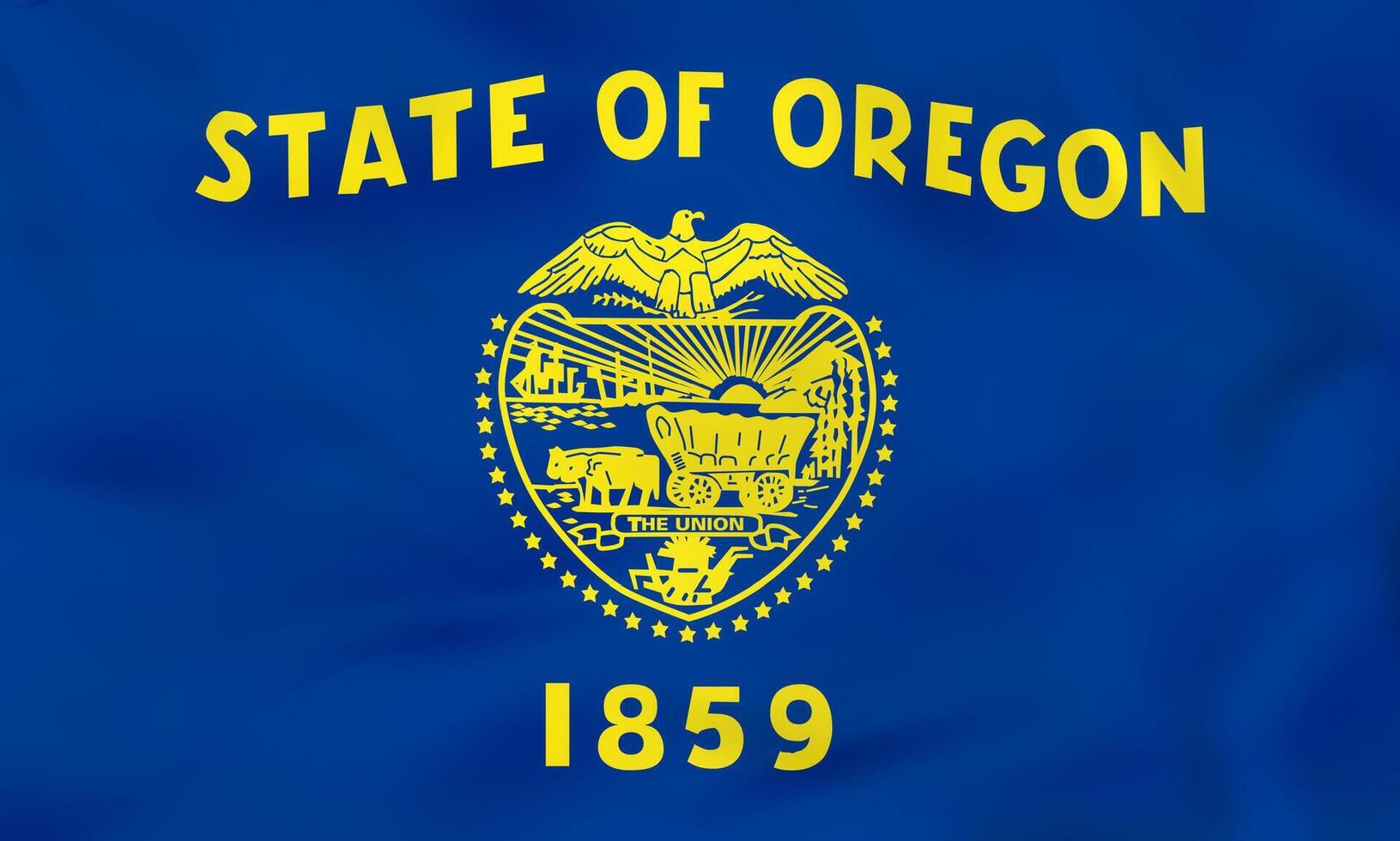 Oregon waving flag. Oregon state flag background texture. vector