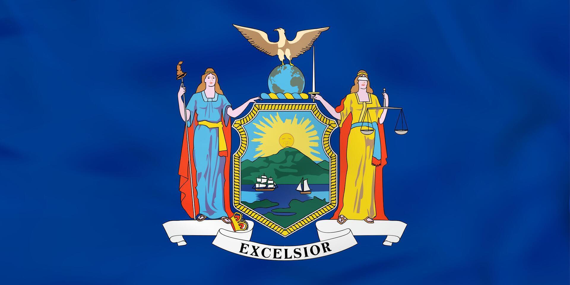 New York waving flag. New York state flag background texture. vector