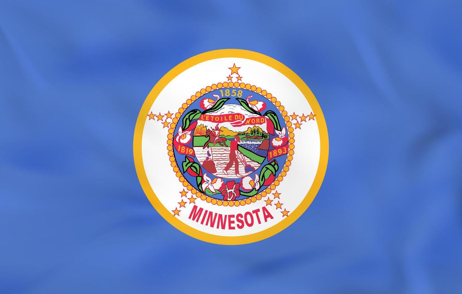 Minnesota waving flag. Minnesota state flag background texture. vector