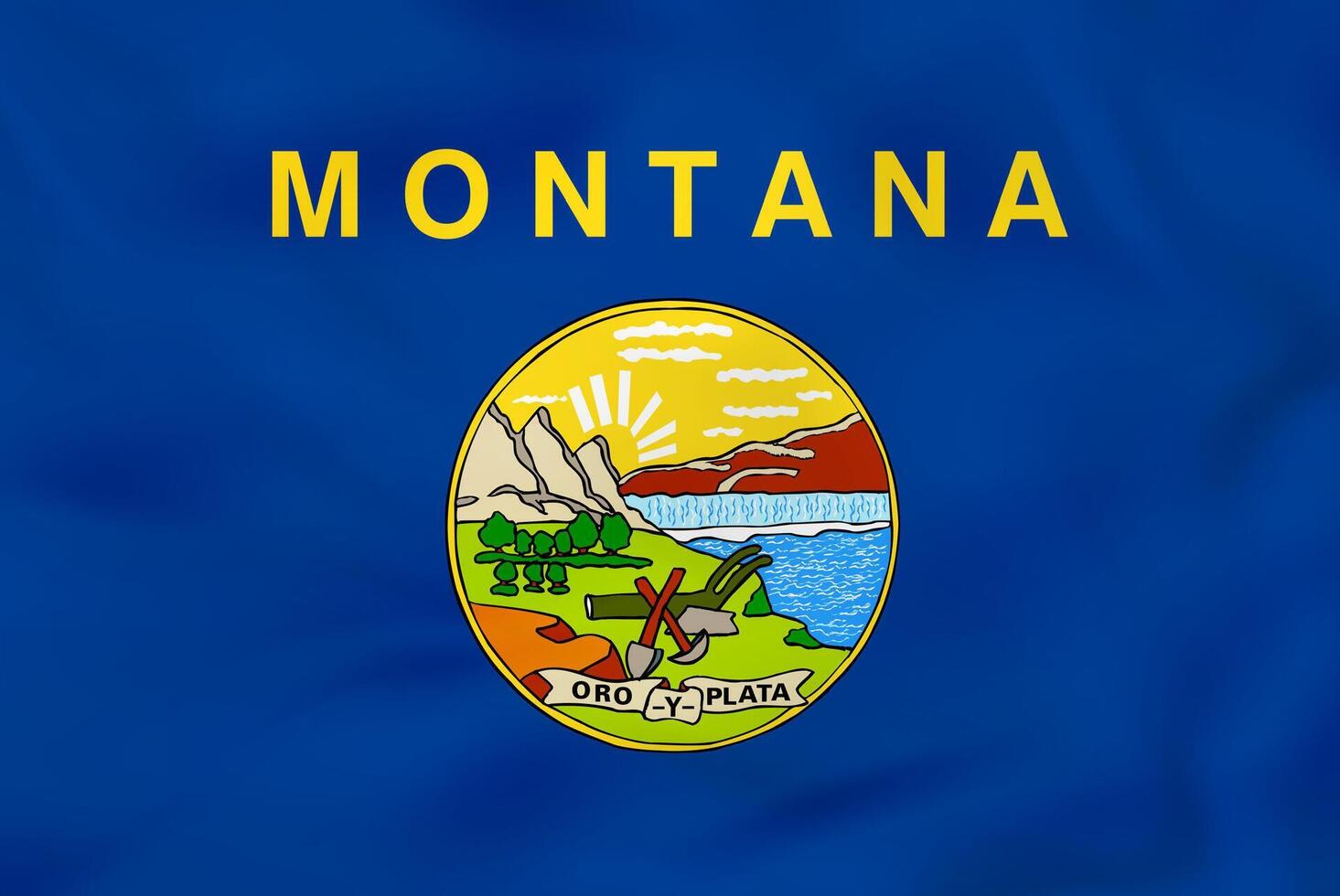 Montana waving flag. Montana state flag background texture. vector