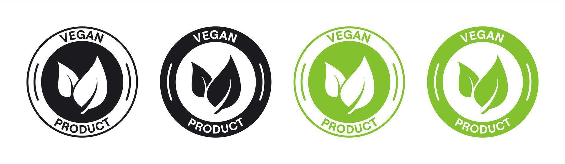 Set of vegan product food stamp label icons. vector