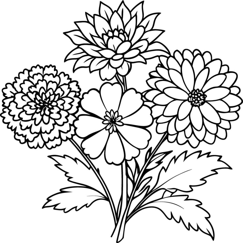 Children can create their own floral masterpieces with this coloring book vector