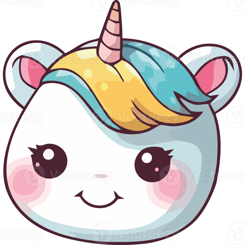 A cute unicorn with a blue and yellow mane png