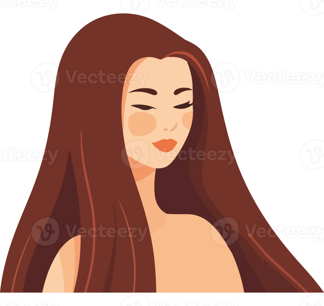 A woman with long hair and a smile png