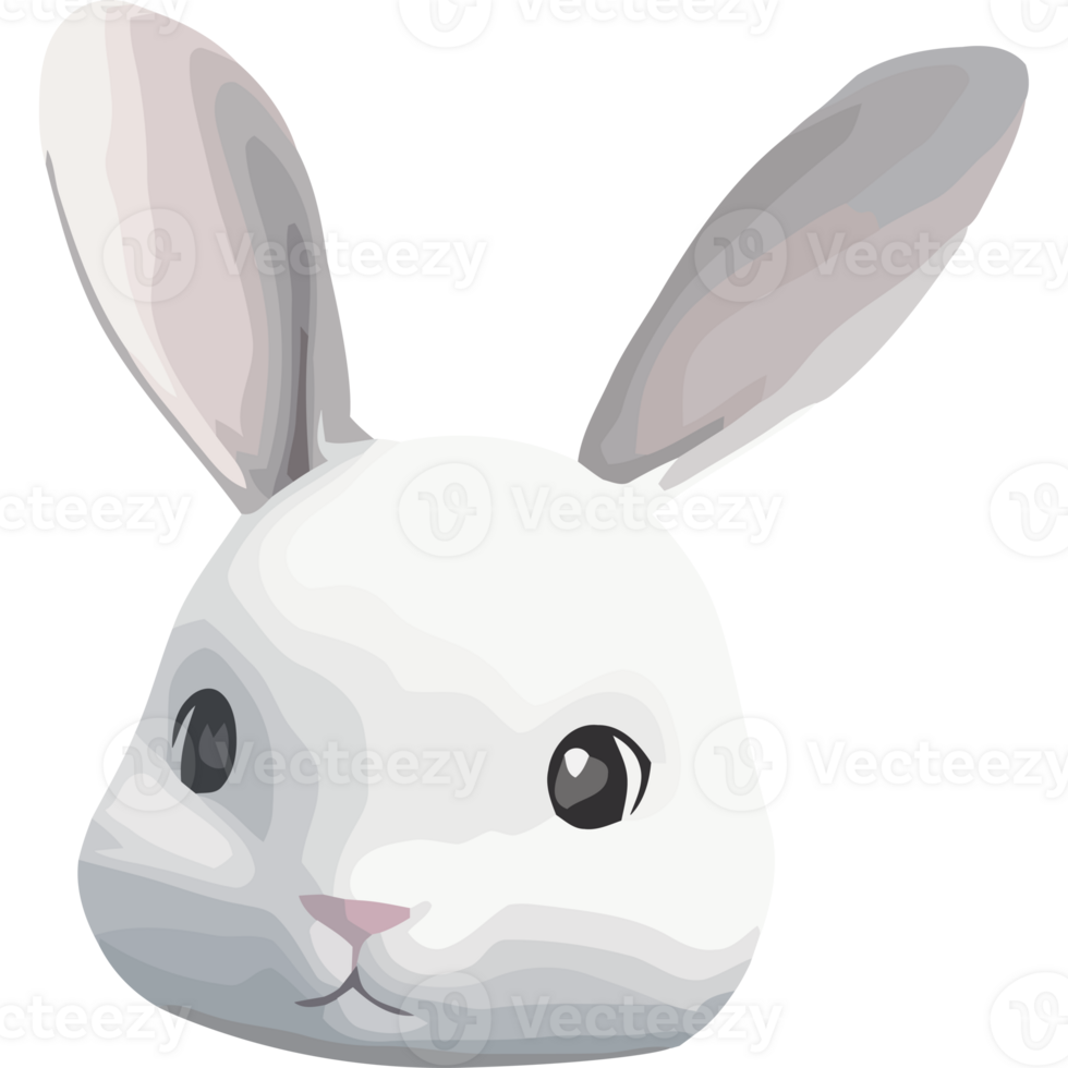 A white rabbit head with large ears png