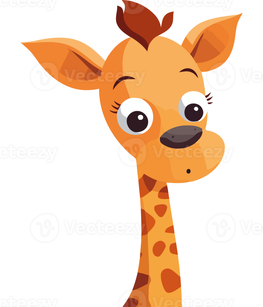 A cartoon giraffe with brown hair and a big nose png