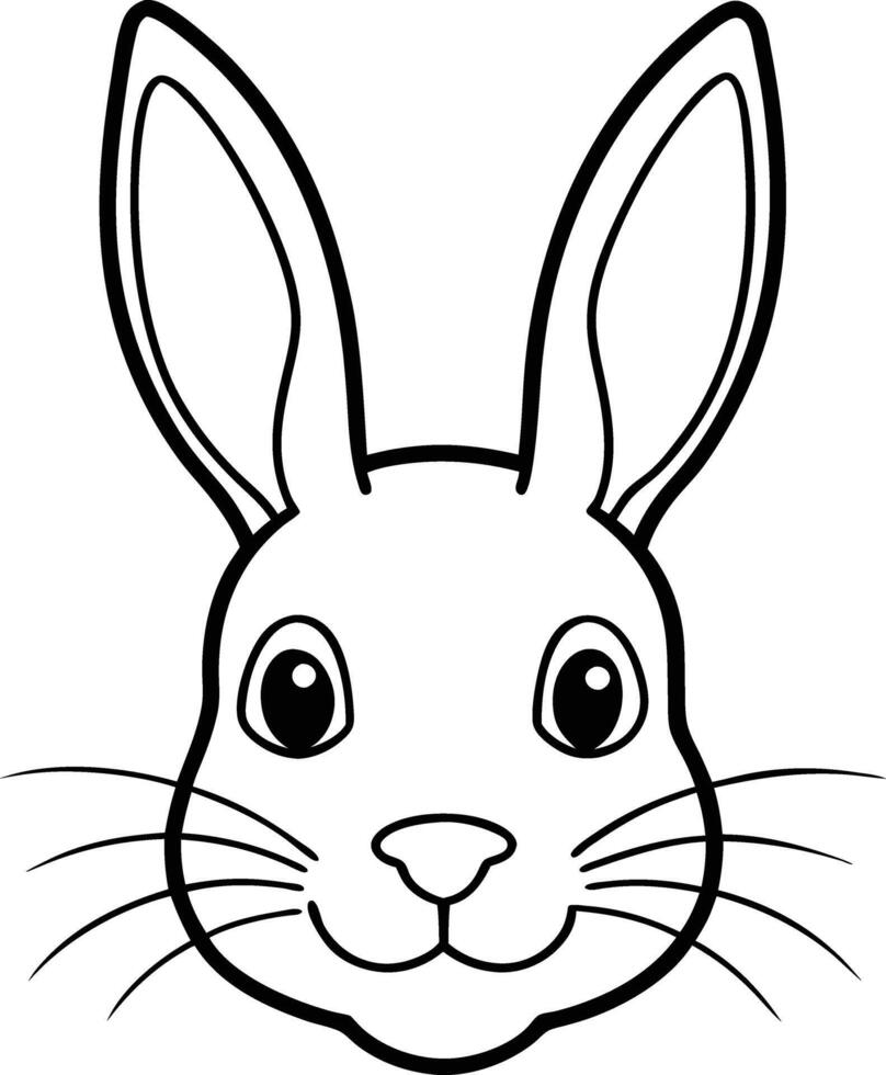 Cute easter bunny face line art perfect for kids to color in their favorite coloring book vector