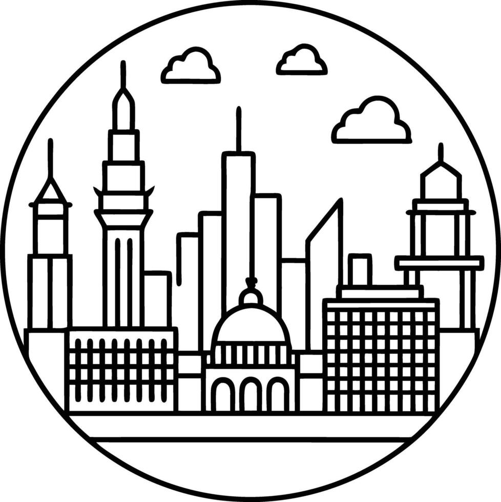 Kids can color their way through detailed city skylines with this book vector