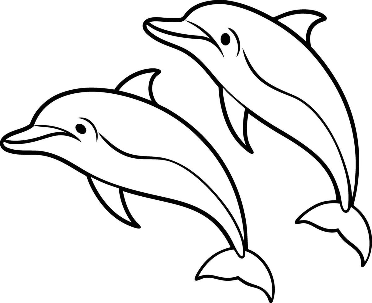 A fun and creative Dolphin line art book for kids of all ages vector