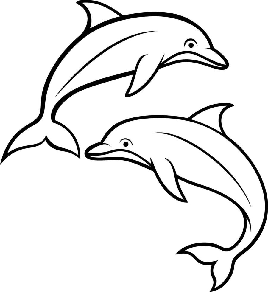 Dolphin line art coloring book for kids who love animals vector