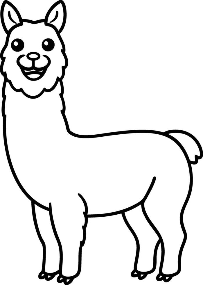Fun Llama Coloring Page Illustration Outline Art for Childrens Book vector