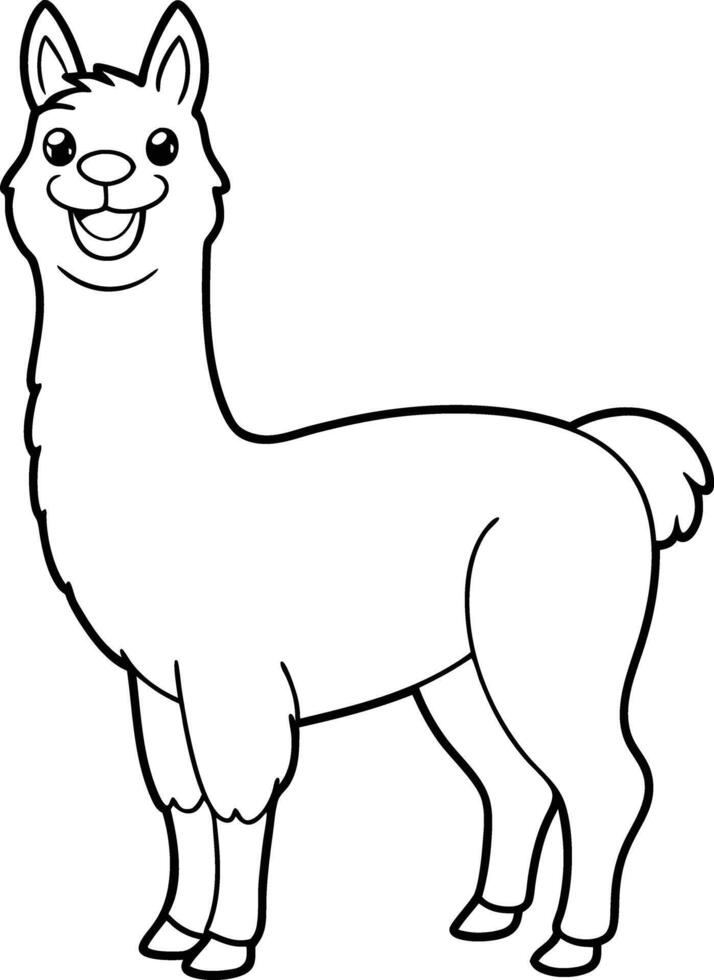 Llama Coloring Page Outline Art for Childrens Illustration Coloring Book vector