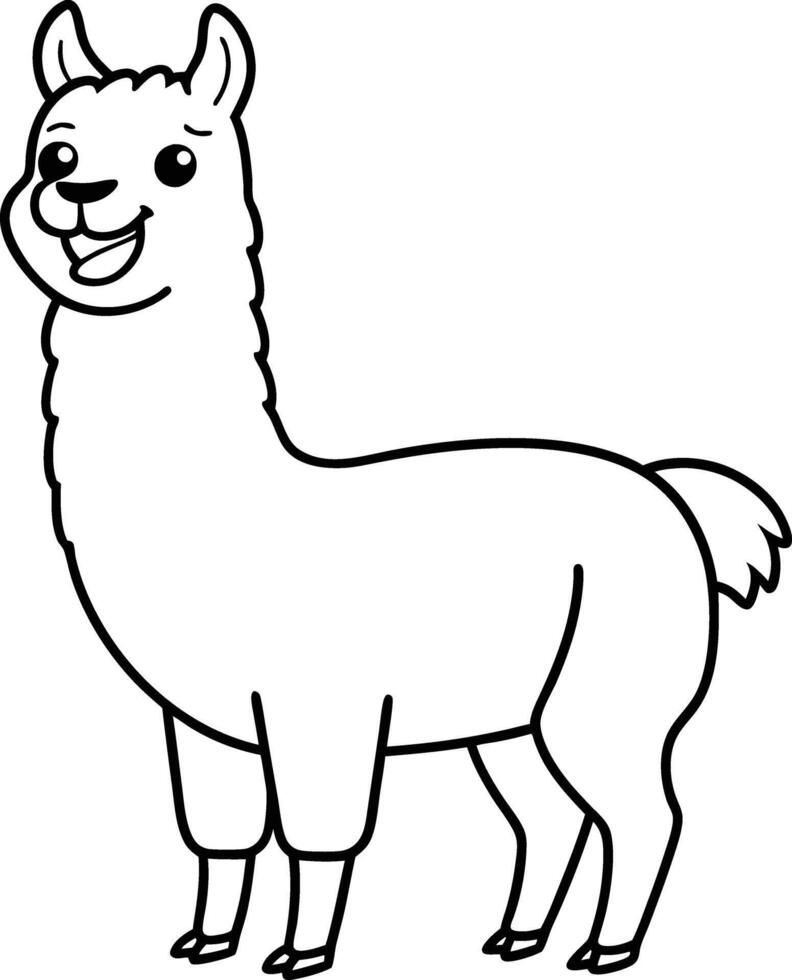 Illustration Llama Outline Art for Childrens Book Coloring Pages vector