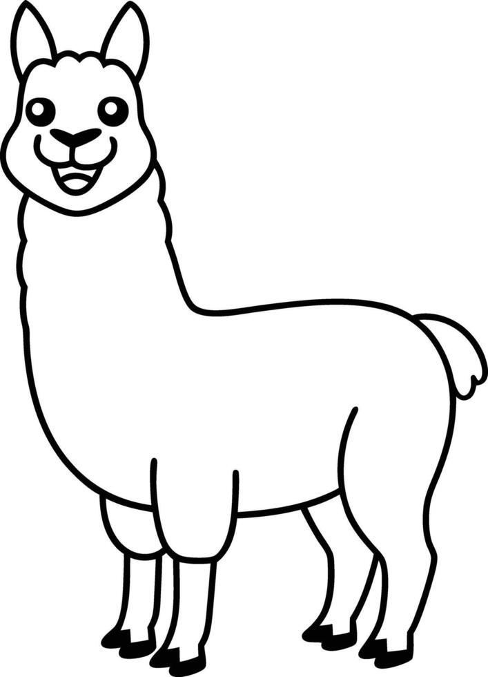 Creative Llama Coloring Page Outline Illustration Art for Kids Books vector