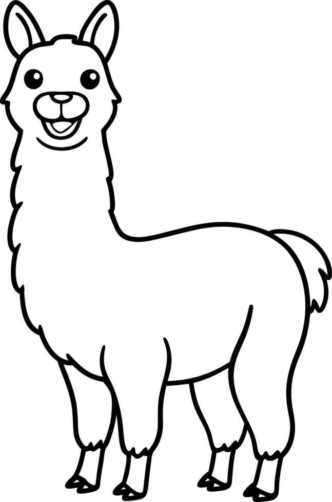 Illustration Llama Coloring Page Outline Art for Kids Coloring Book Fun vector