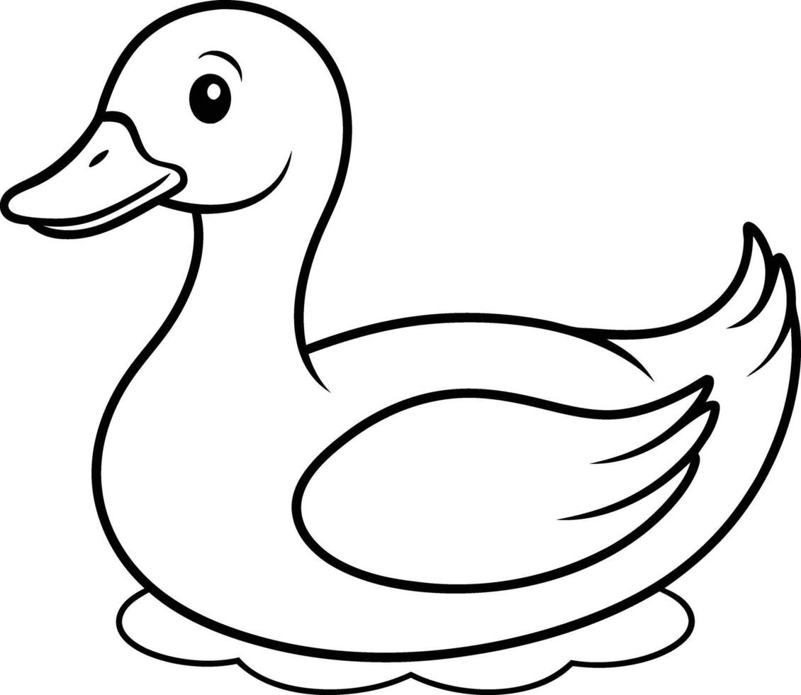 Simple duck coloring page, ideal for young artists. Black and white graphic vector