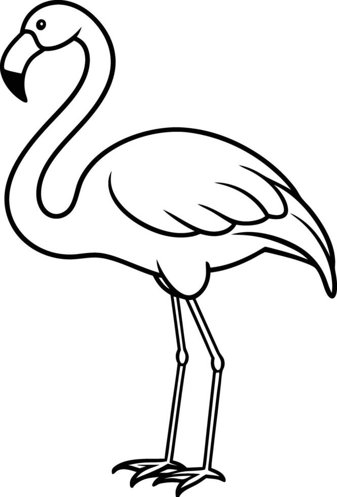 A charming flamingo coloring page for children, with bold black and white lines for a fun and easy coloring experience vector