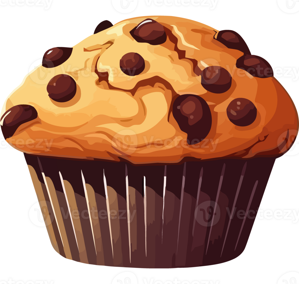 A muffin with chocolate chips on top png