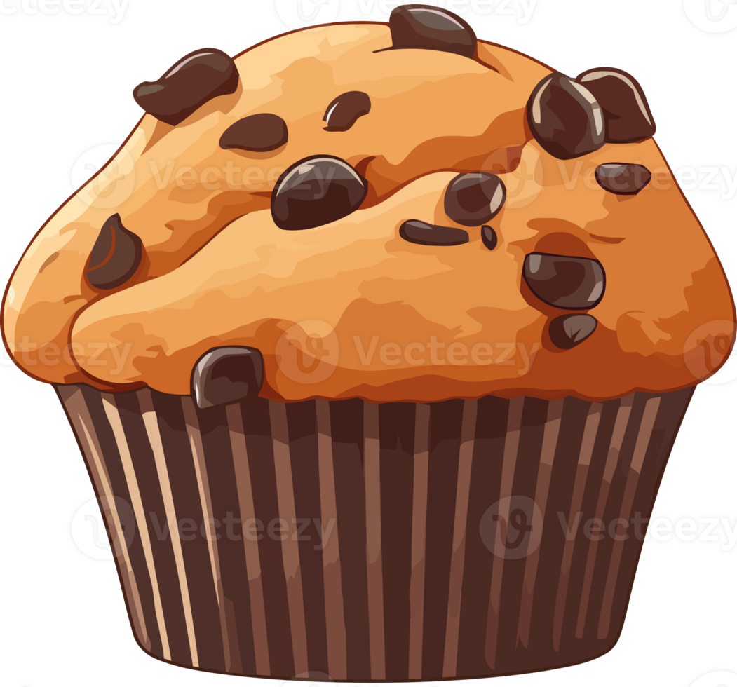 A cartoon muffin with chocolate chips on top png