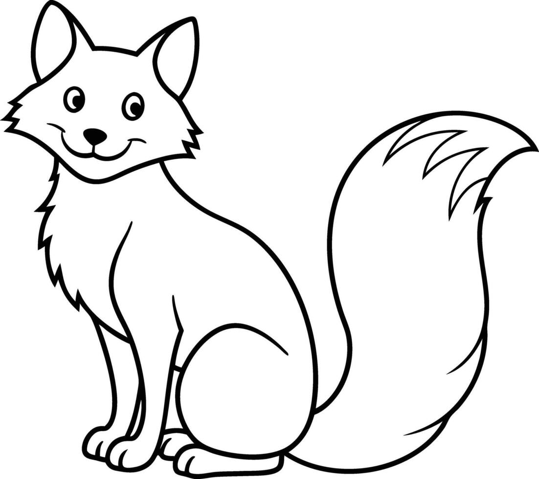 Simple yet expressive, the Happy Fox line art brings a touch of whimsy to any creative work vector