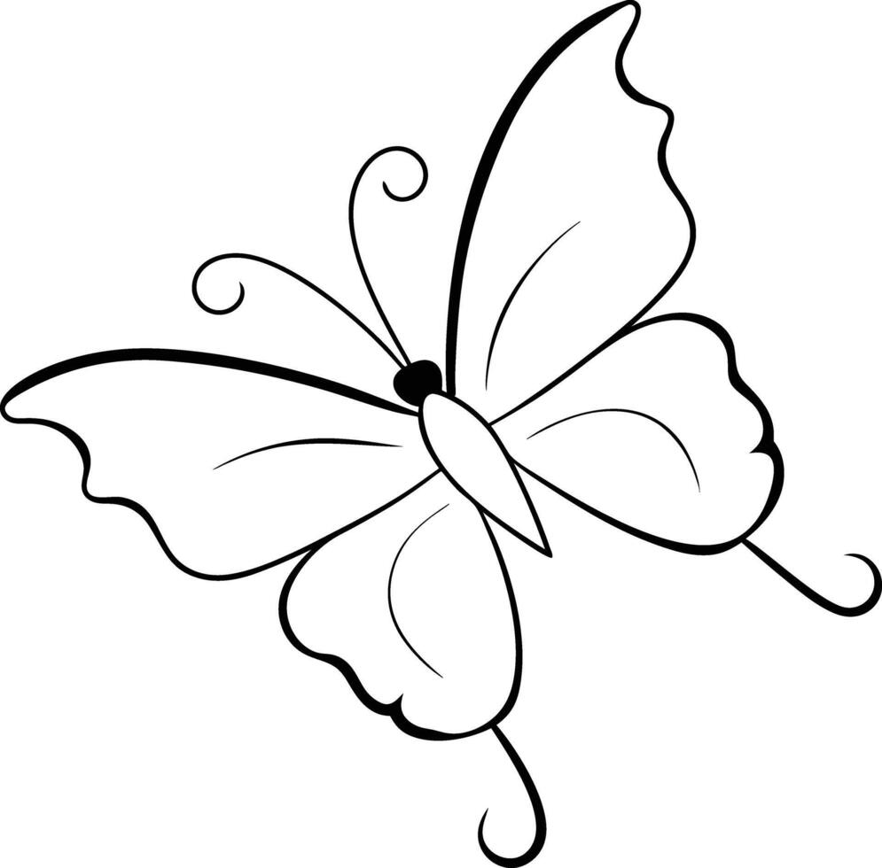 Fun and easy butterfly coloring page for children. Black-and-white design encourages kids to add their colorful touch. vector