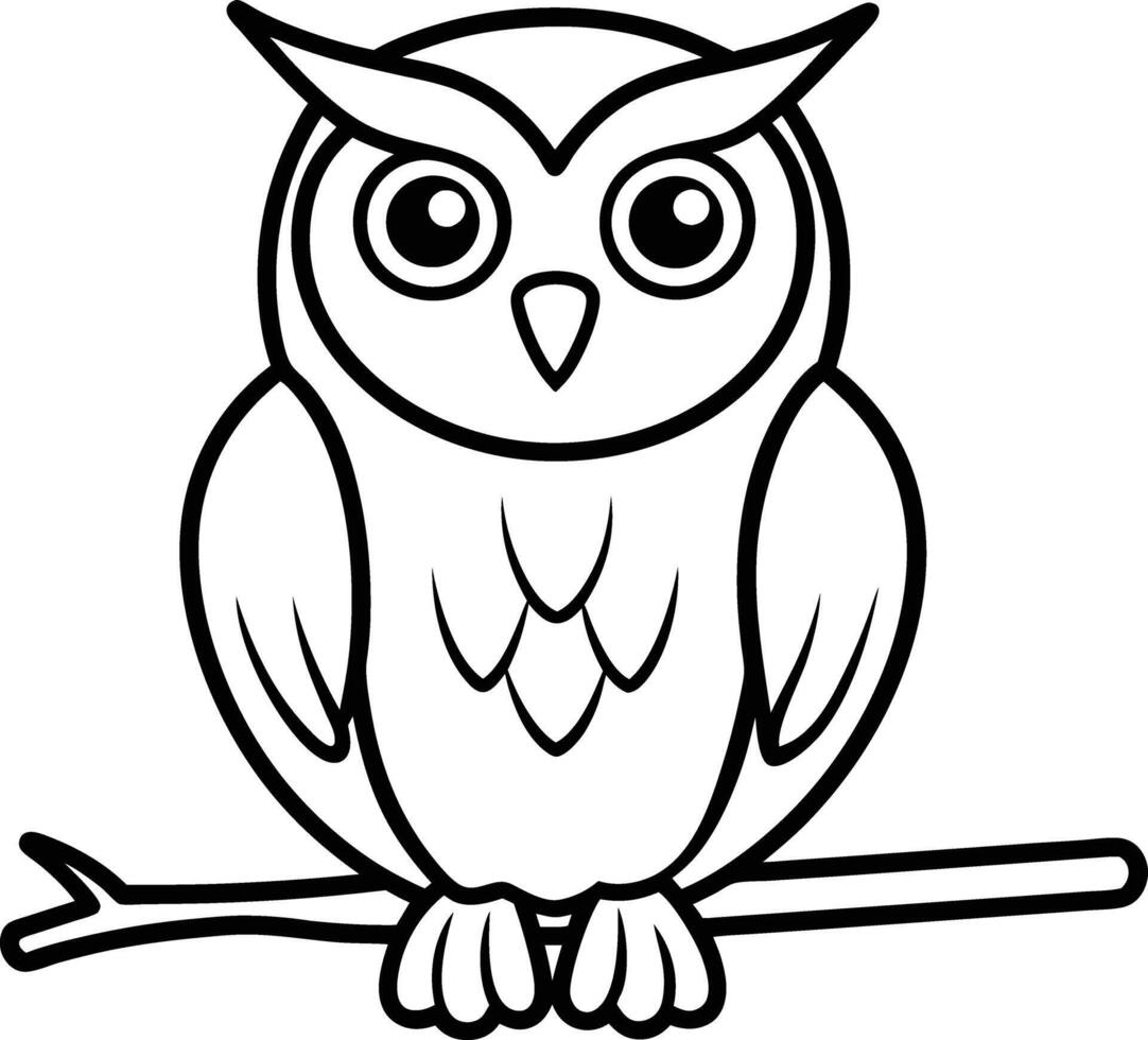 Creative Owl Illustration Coloring Page Outline for Children's Books vector