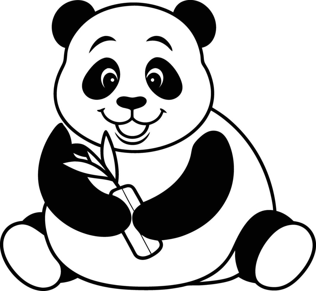 Cute Sitting Panda Illustration Coloring Page for Children's Coloring Book vector