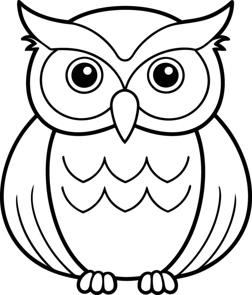 Engaging Owl Illustration Coloring Page Outline for Young Artists vector