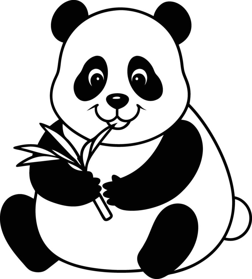 Sweet Sitting Panda Coloring Book Illustration for Children's Creativity vector