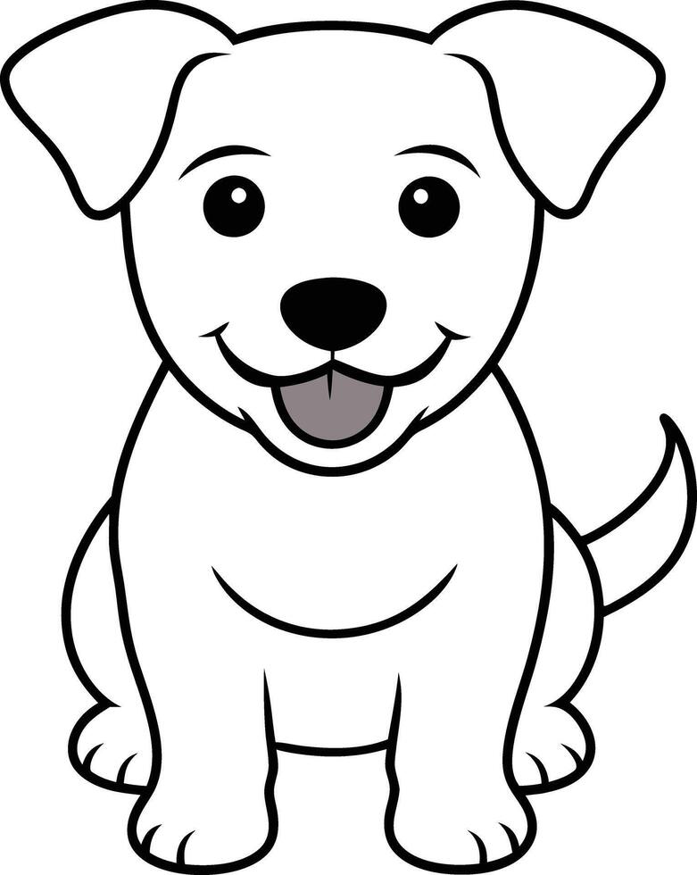 Adorable smiling dog coloring page in black and white, designed to bring joy and creativity to kids art time vector