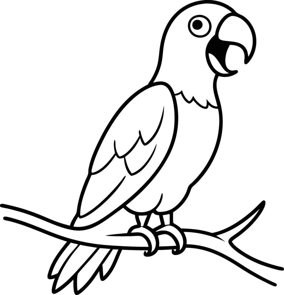 Parrot Coloring Page Outline Illustration for Children's Coloring Book vector