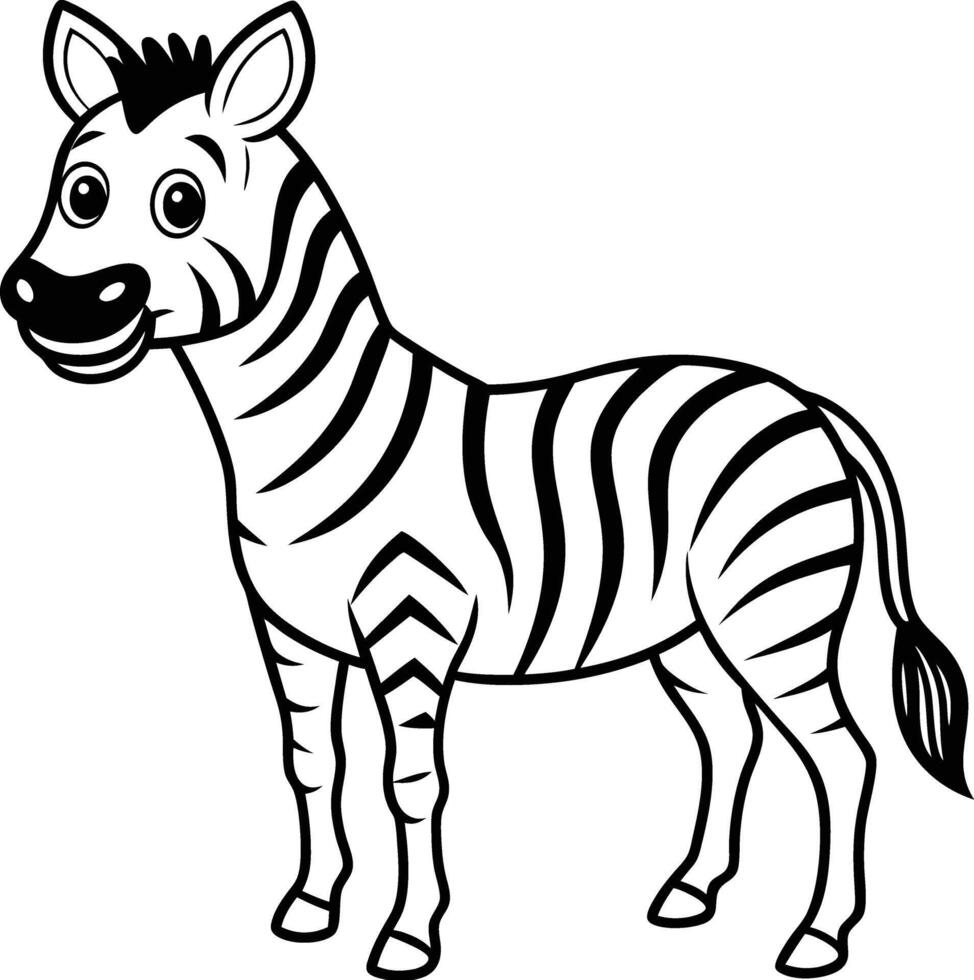 Adorable zebra coloring page for kids, featuring fun black-and-white graphics. Perfect for creative young minds vector