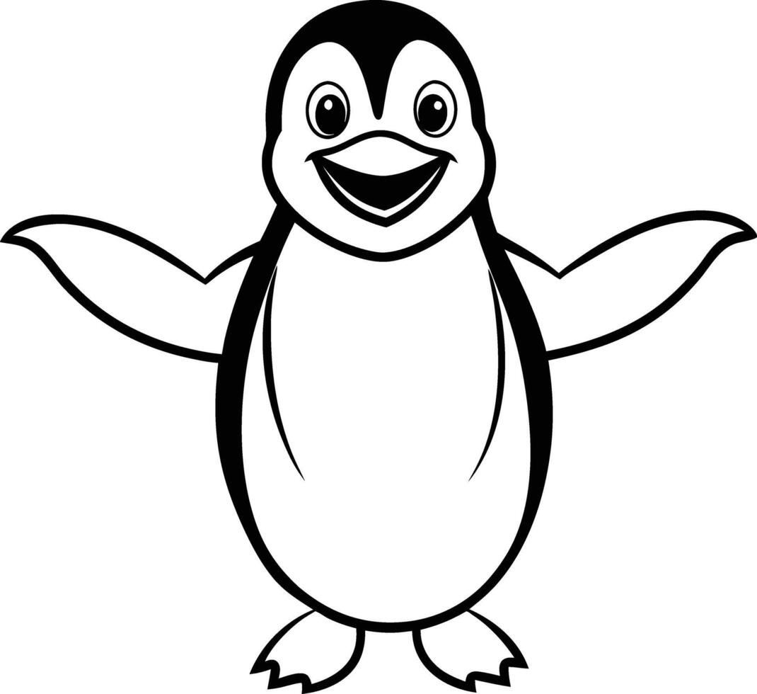 Penguin Illustration Outline Art for Fun Childrens Coloring Page vector