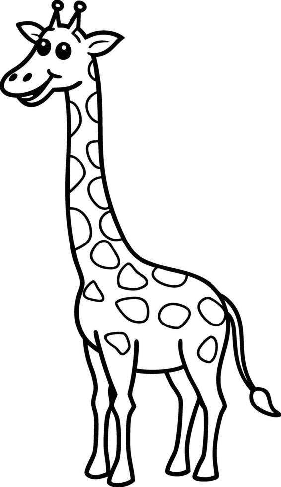Delightful giraffe coloring page in black and white, designed for children's creative fun. vector