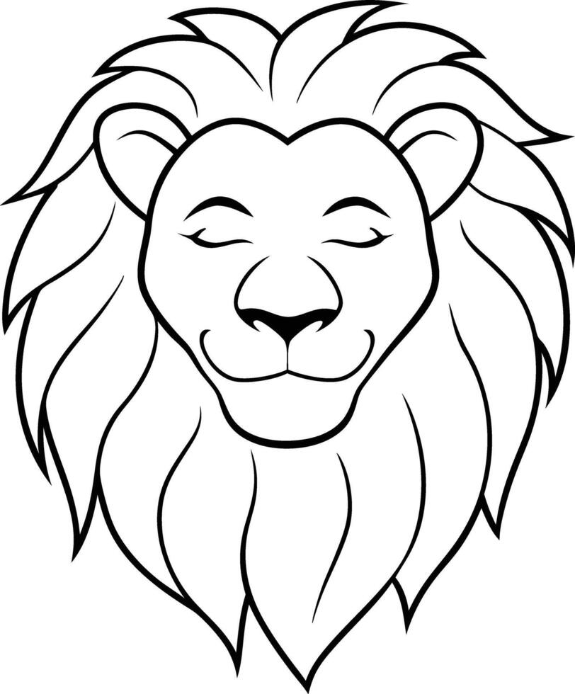 Detailed Illustration of a Cute Lion for Kids Coloring Page vector