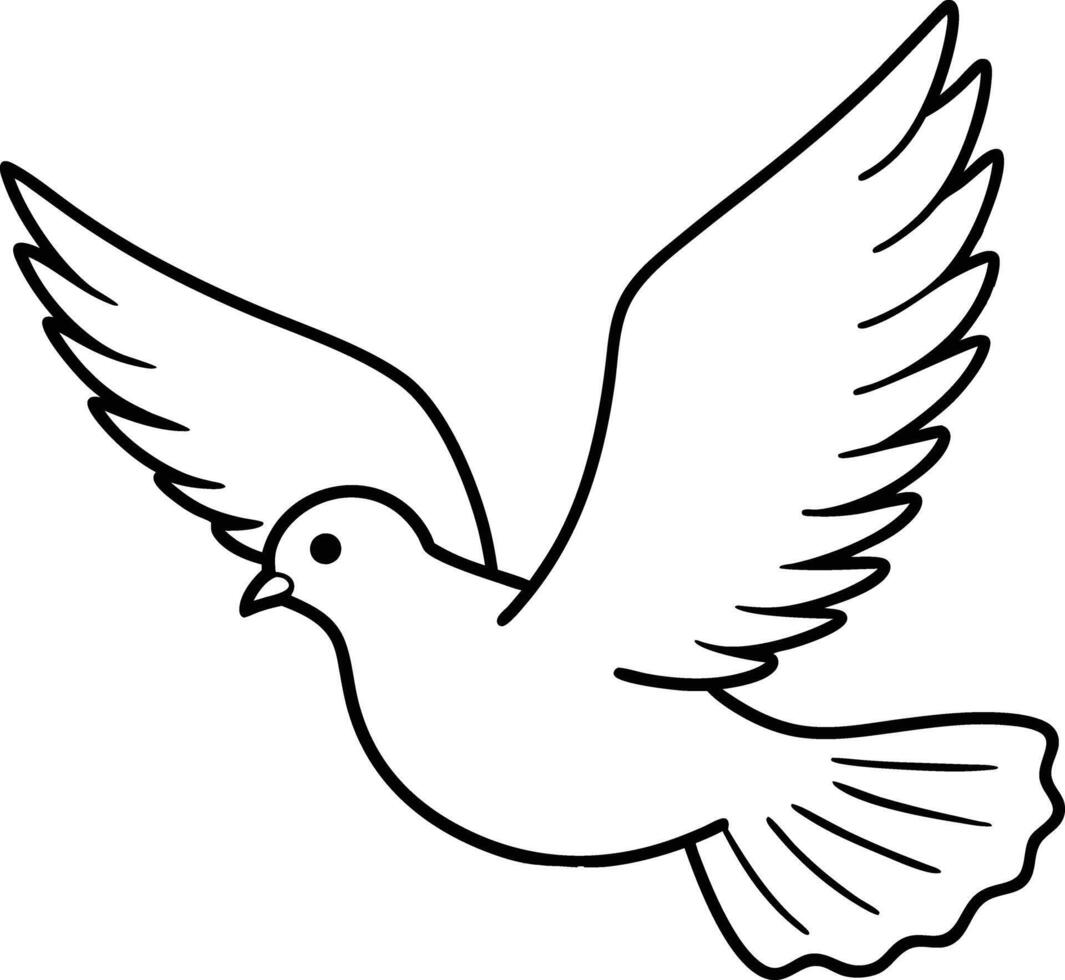 Spark your childs creativity with this flying bird coloring page, offering a black and white illustration to color. vector