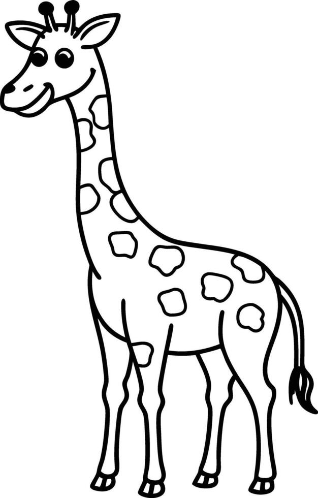 Kids Coloring Book Adorable Giraffe Illustration Outline Art vector