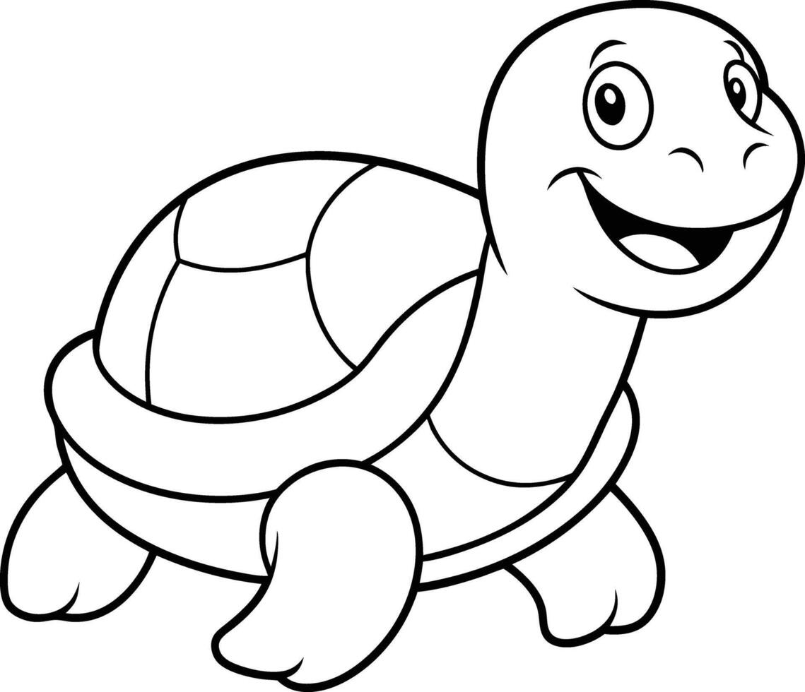 Engaging turtle illustration for children's coloring simple and cute black and white drawing to brighten up with colors vector
