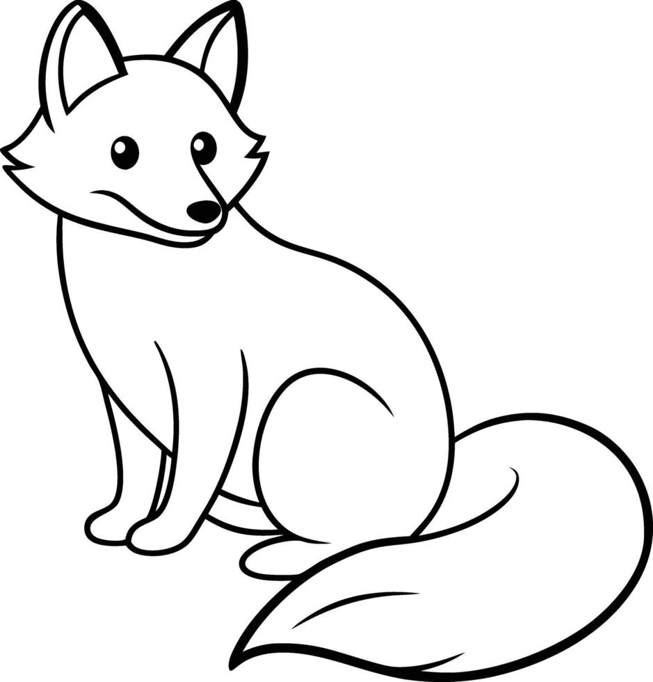 Cute happy fox line art illustration vector