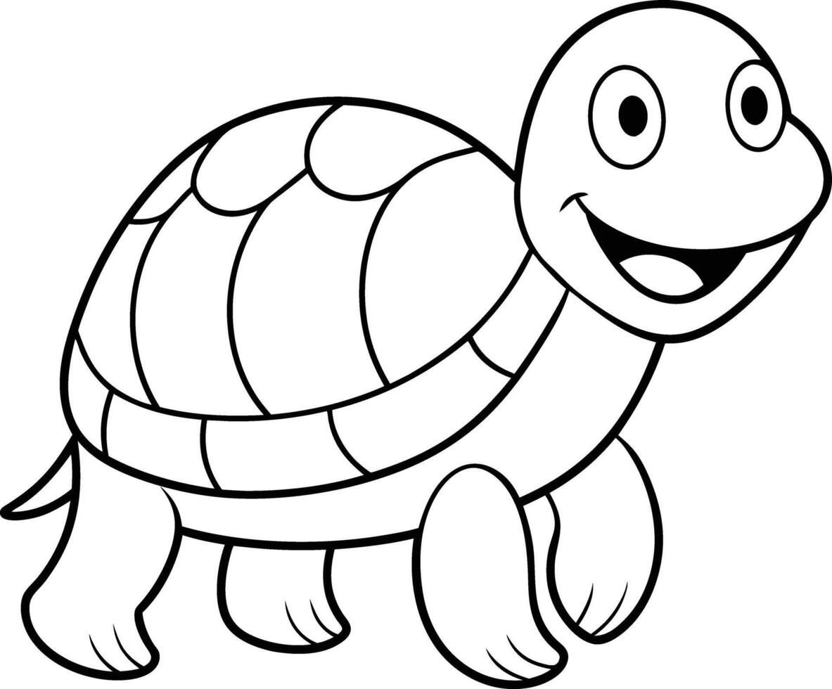 Sweet turtle illustration black and white outline perfect for childrens coloring books and creative fun vector