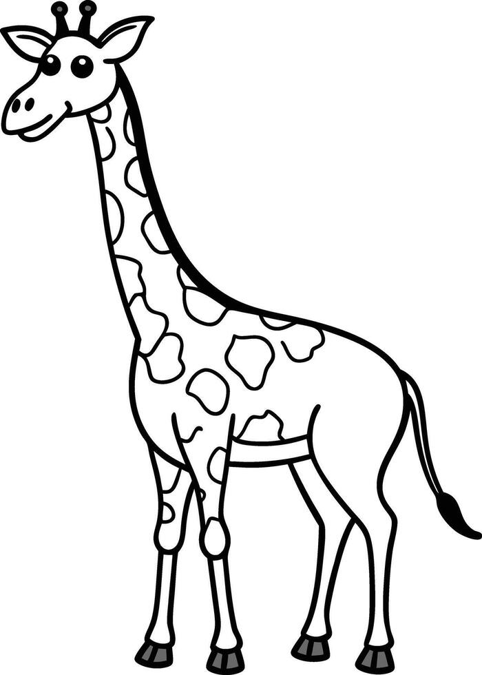 Giraffe Illustration Outline Art for Kids Coloring Book vector