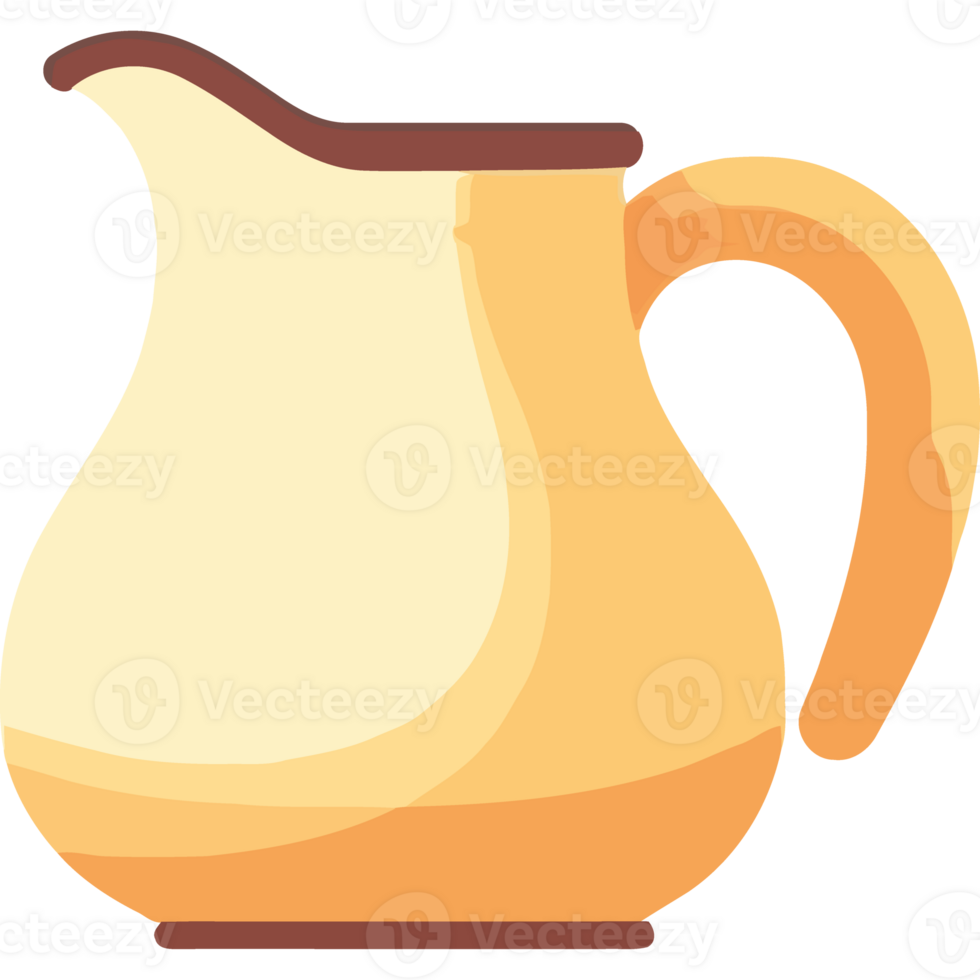 A yellow pitcher with a brown handle png