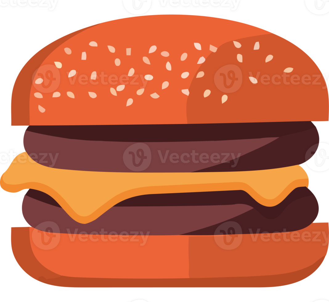 A hamburger with cheese and meat on it png