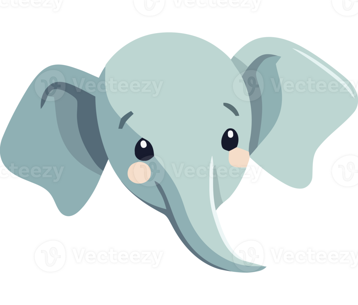 An elephant with a big head and a small nose png
