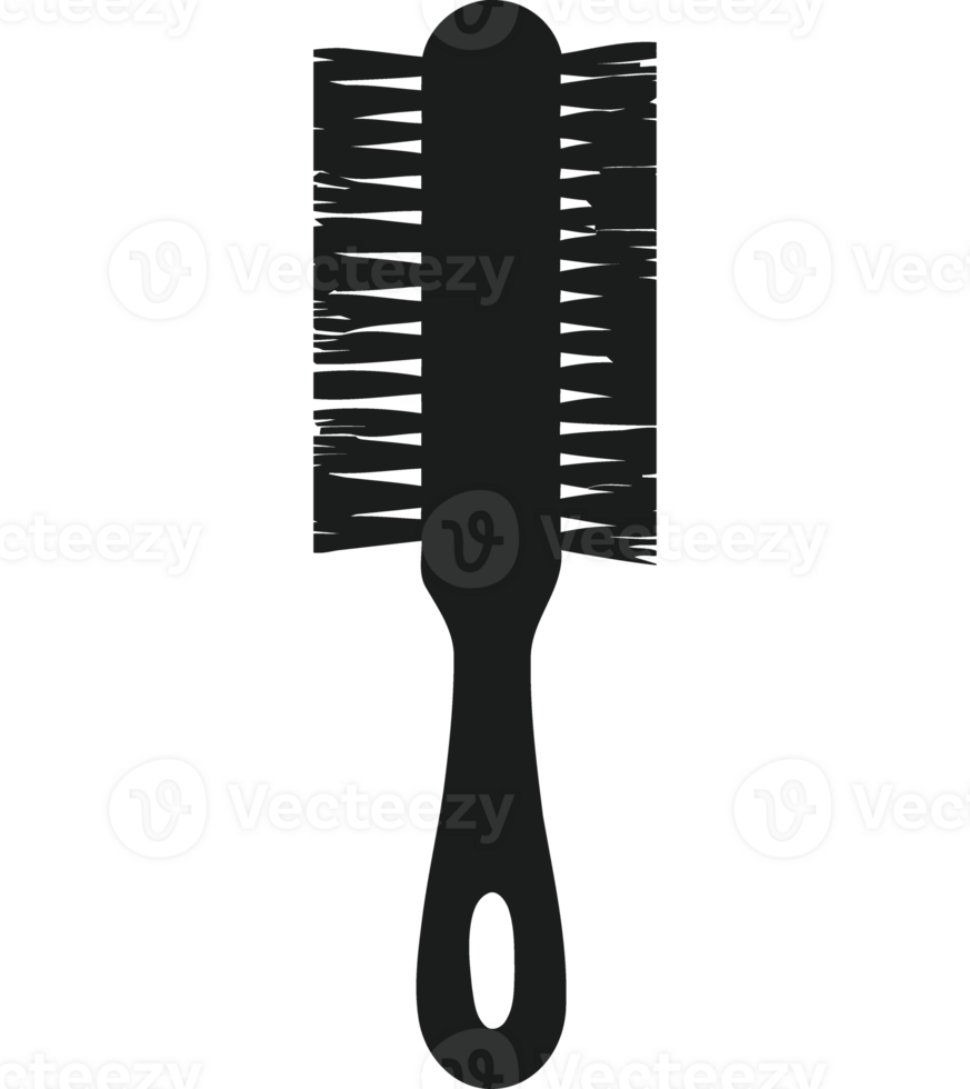 A black and white silhouette of a comb png