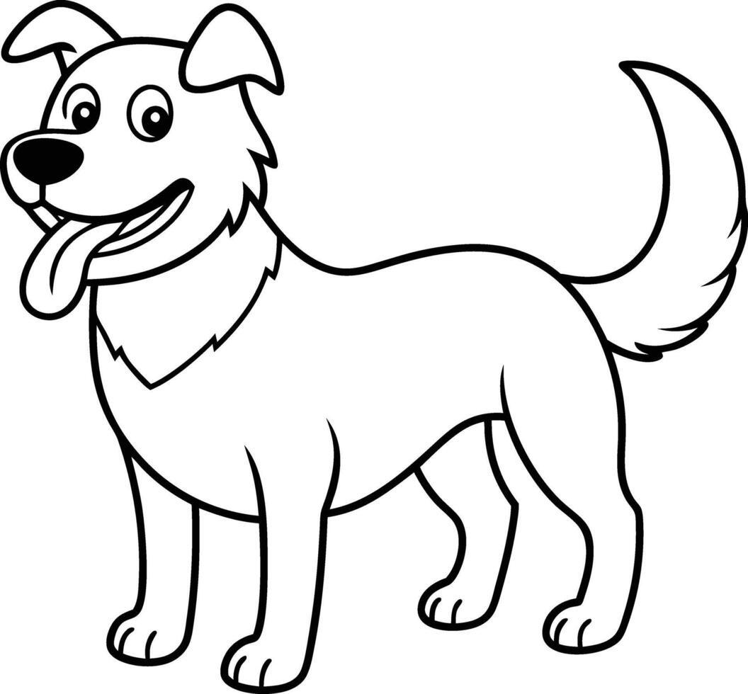 Easy and adorable dog coloring page for kids with clear, black and white graphics for coloring enjoyment. vector